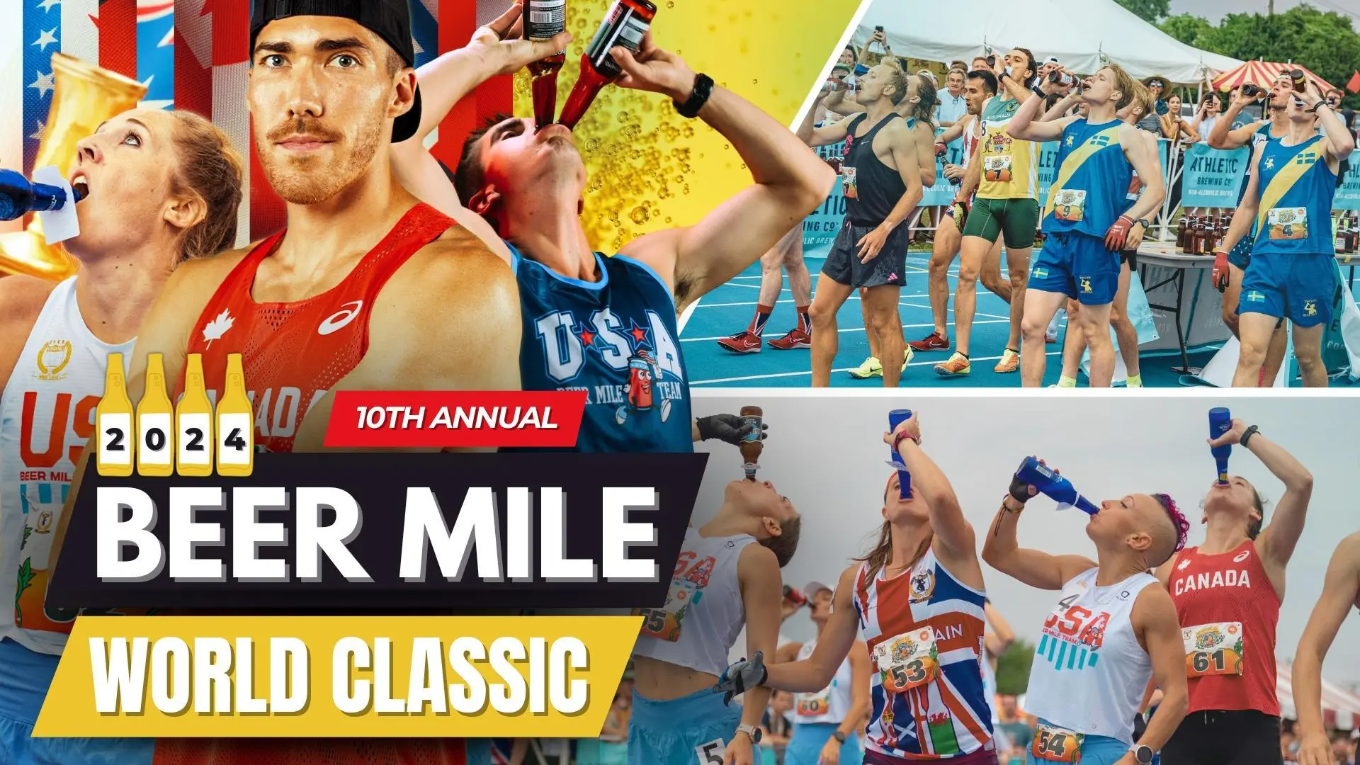 Athletes competing in the Beer Mile World Classic